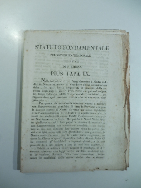Statuto fondamentale pel Governo temporale degli Stati di D. Chiesa Pius Papa IX